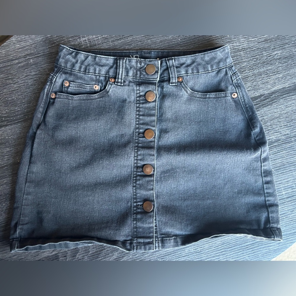 No Boundaries Denim Button Front Skirt